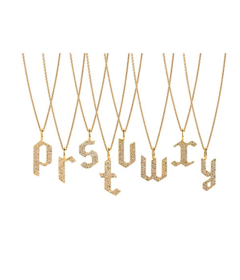 Alphabet Pendant with Diamonds - Yellow or Rose Gold